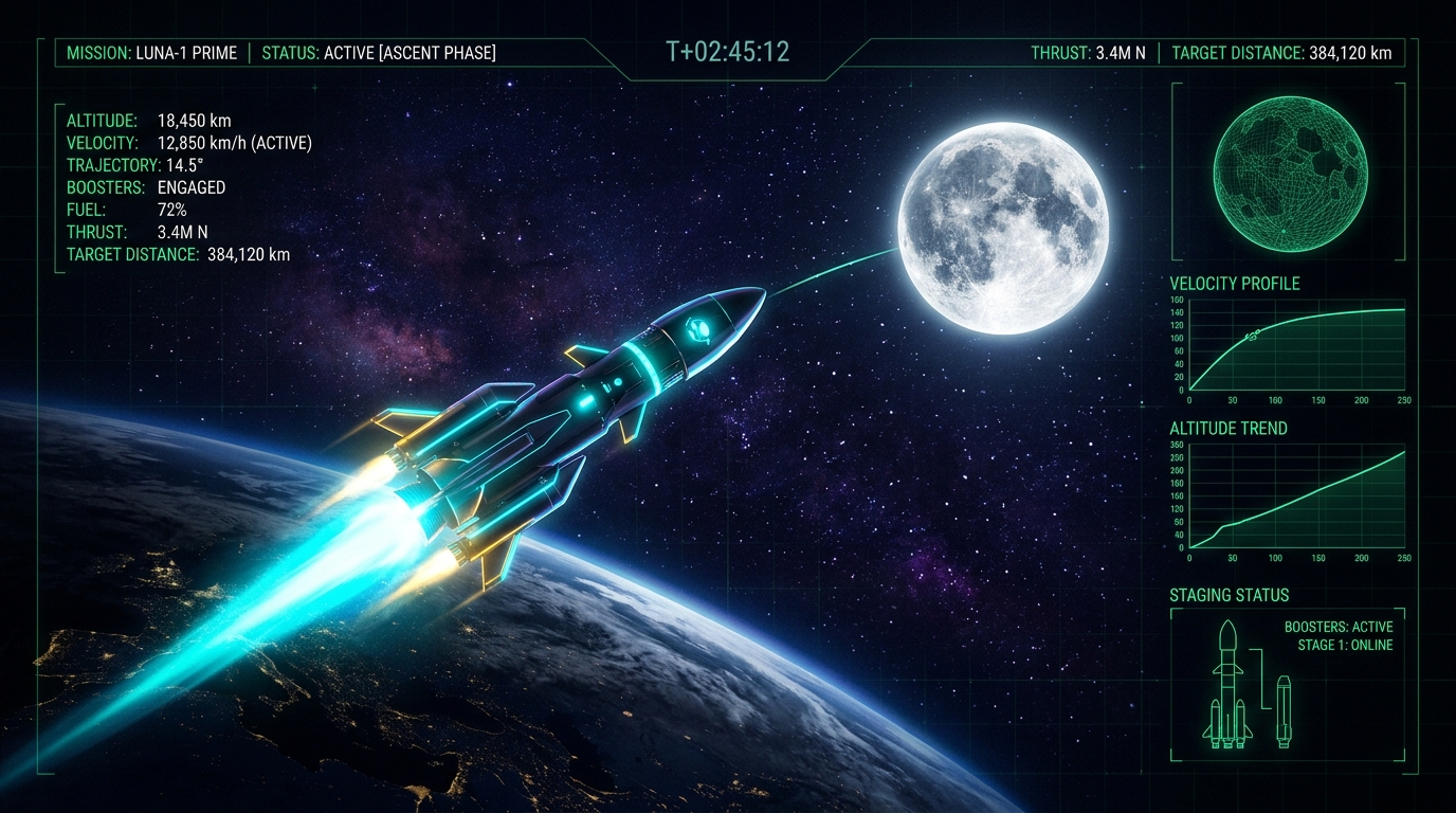 Crypto Moon Mission Rocket Launch Telemetry